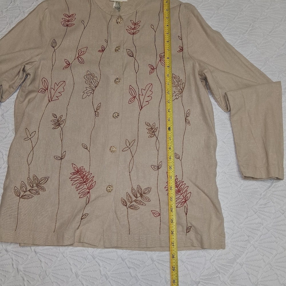 Cedar Canon Beige Floral Button Down Shirt Floral Size M - Picture 12 of 13